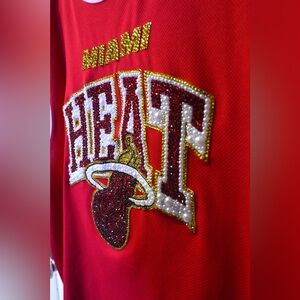 Custom Rhinestoned Miami Heat Basketball Jersey